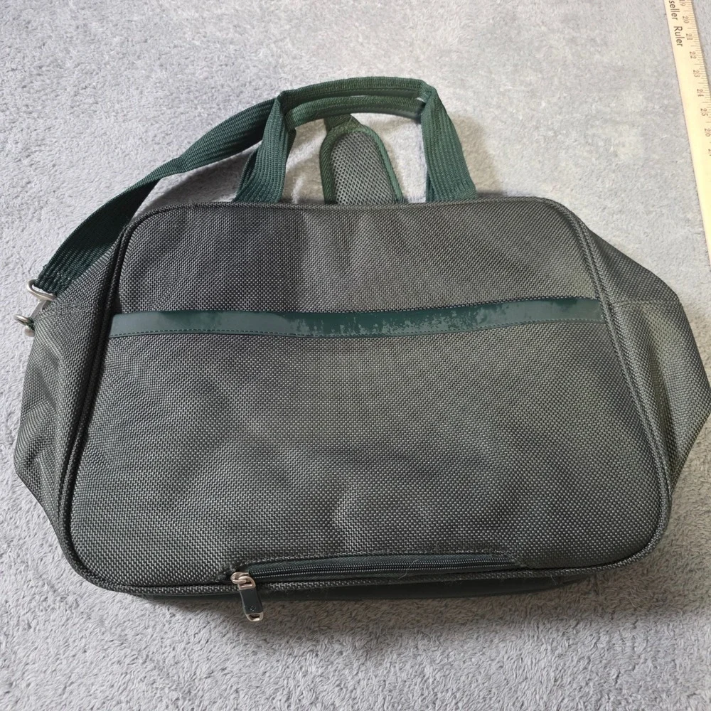 Samsonite Unisex L Briefcase Messenger Bag Green Ballistic Nylon Multi-Pocket